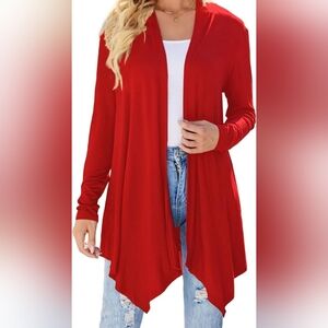 Tomato Red Assymetrical Cardigan LAST CHANCE